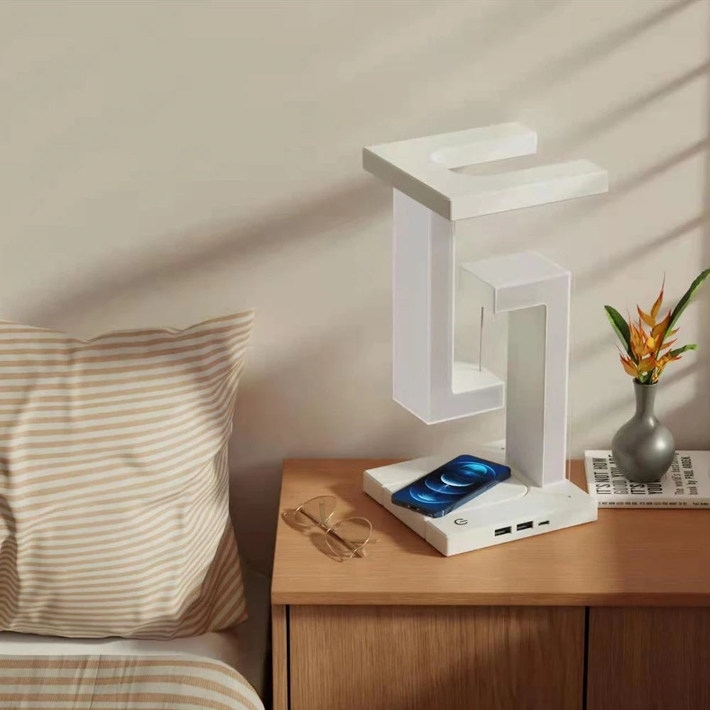 شاحن wireless متعددة الإستخدام + اباجورة هندسيه