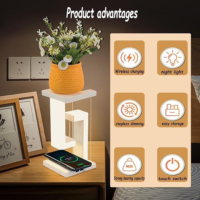 شاحن wireless متعددة الإستخدام + اباجورة هندسيه
